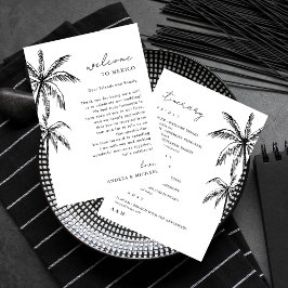 Invitación Carta de bienvenida de Boda de árbol de palmas con