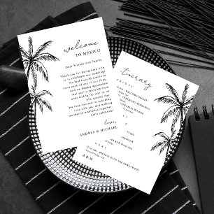 Invitación Carta de bienvenida de Boda de árbol de palmas con
