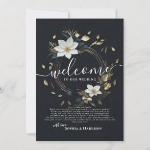 Invitación Carta de bienvenida de Boda de guirnaldas florales