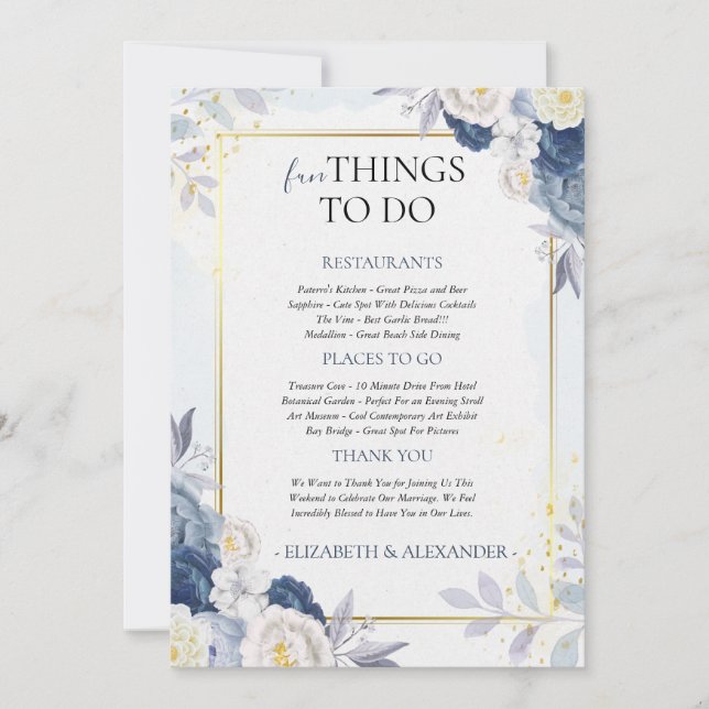 Invitación Carta de bienvenida de Boda floral de invierno e t (Anverso)