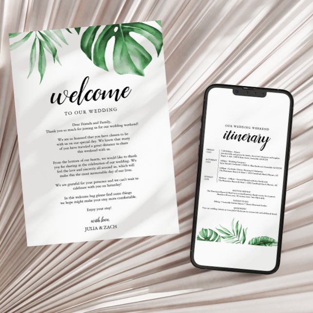Invitación Carta de bienvenida de Boda Tropical en Playa e It (Subido por el creador)