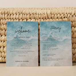 Invitación Carta de bienvenida de bodas de playa Itineraria