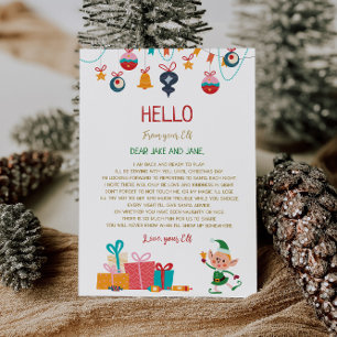Invitación Carta de bienvenida Elf para navidades