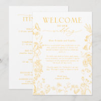 Carta de bienvenida Gold Chinoiserie e Itinerario