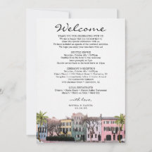 Carta de bienvenida para boda en Charleston Rainbo