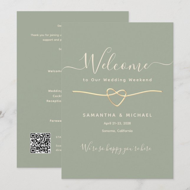 Invitación Carta de Bienvenida para Fin de Semana de Boda Ele (Anverso / Reverso)