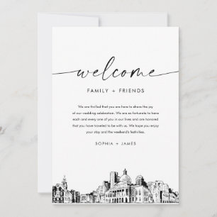 Invitación Carta de bienvenida y cronología para Bodas de la
