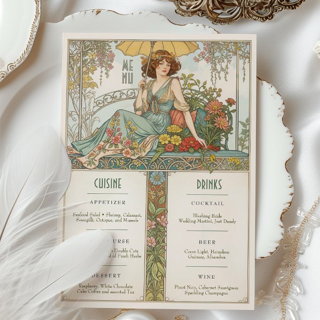 Invitación Carta de Bodas de estilo Art Nouveau y carta de be (Subido por el creador)