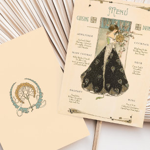 Invitación Carta de Bodas de estilo Art Nouveau y carta de be