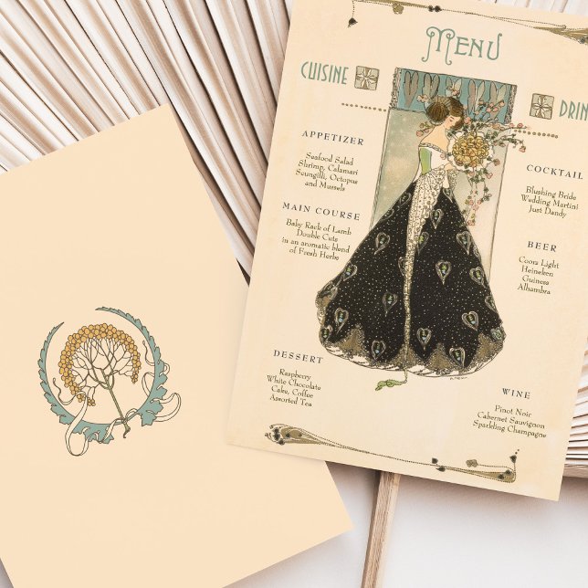 Invitación Carta de Bodas de estilo Art Nouveau y carta de be (Subido por el creador)