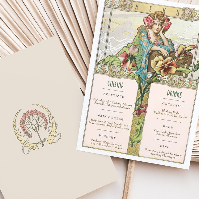 Invitación Carta de Bodas de estilo Art Nouveau y carta de be (Subido por el creador)