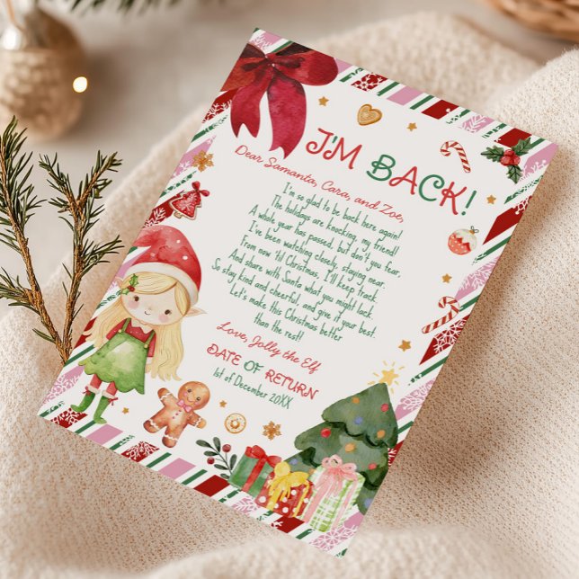 Invitación Carta de carta de elfa de Navidad (Christmas Blonde Hair Light Girl Letter from Elf Letter Card)