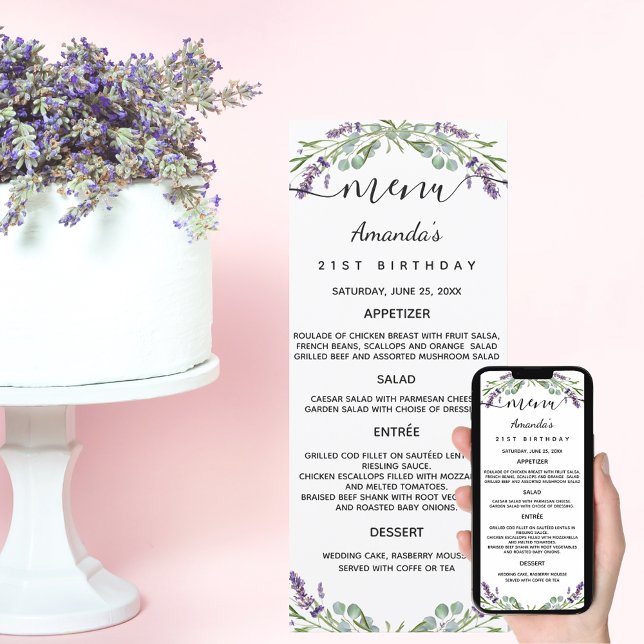 Invitación Carta de cumpleaños lavender violeta eucalipto (Subido por el creador)