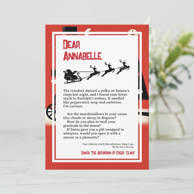 Invitación Carta de Dada Absurdista de Santa Claus (Anverso de pie)