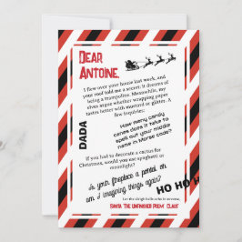 Invitación Carta de DADA de Santa Claus The Sleigh que olvidó