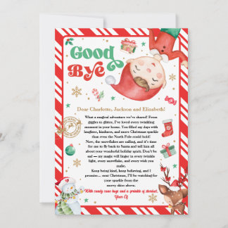 Invitación Carta de despedida de duende de Navidad