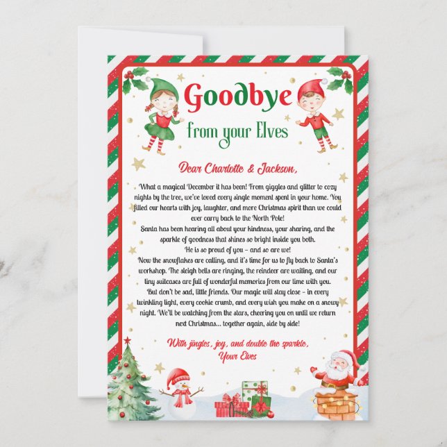 Invitación Carta de despedida de elfo Adiós de elfo Navidad (Anverso)