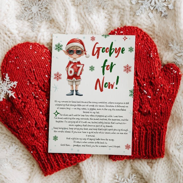 Invitación Carta de despedida de elfo de Navidad tendencia 6  (Elf Farewell Goodbye Letter Christmas 6 7 trend Invitation)