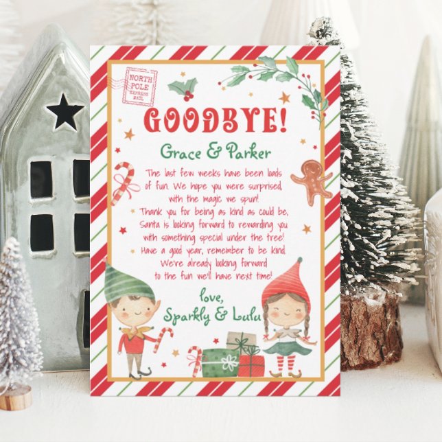 Invitación Carta de despedida de tus Navidades elfos (Goodbye Christmas elf. Personalize this Goodbye Elf to bring magic to your elf season.)