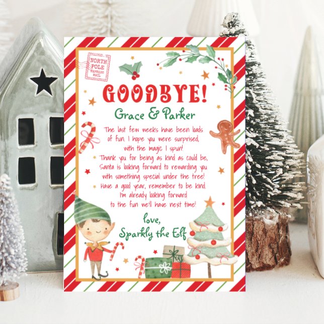 Invitación Carta de despedida del elfo de tus Navidades (Letter from your Christmas Elf. Personalize your Christmas Elf letter, download and print from home.)