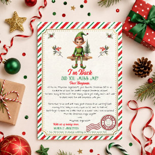 Invitación Carta de duende de Navidad   Estoy de vuelta ¿Me e