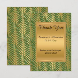 INVITACIÓN CARTA DE GRACIAS METALIZADAS VERDES DE ORO