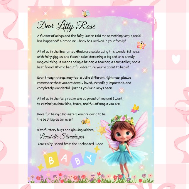 Invitación Carta de Hada Personalizada para Hermana Mayor – N (Personalized Big Sister Fairy LetterNew Baby Arrival – Custom Printable from Lunabelle Starwhisper)