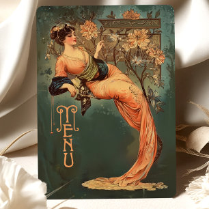 Invitación Carta de la diosa floral Art Nouveau de la carta P