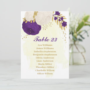 Invitación carta de la gráfica de oro de flores reales morada