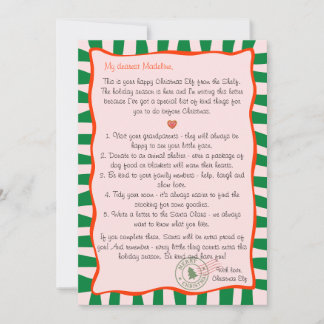Invitación Carta de la lista de tareas del duende de Navidad 