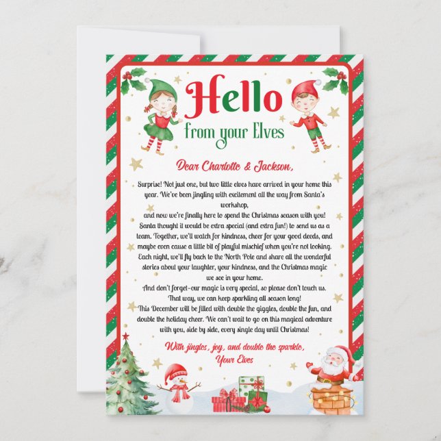 Invitación Carta de llegada de Navidad de tus elfos (Anverso)