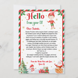 Invitación Carta de llegada del duende Hola de tu duende Nota