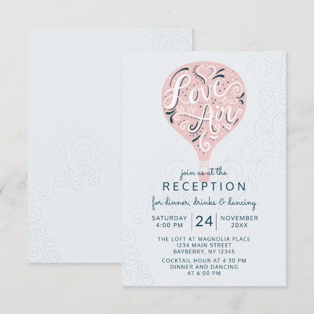 Invitación Carta de mano Recepción de Boda de Balón de Aire C (Anverso / Reverso)