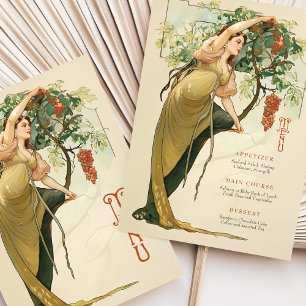 Invitación Carta de menú Art Nouveau Boda con uvas