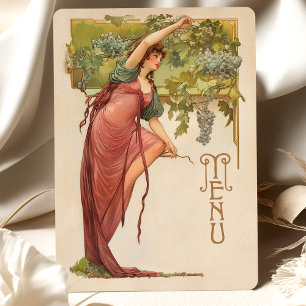 Invitación Carta de menú Art Nouveau Boda con uvas