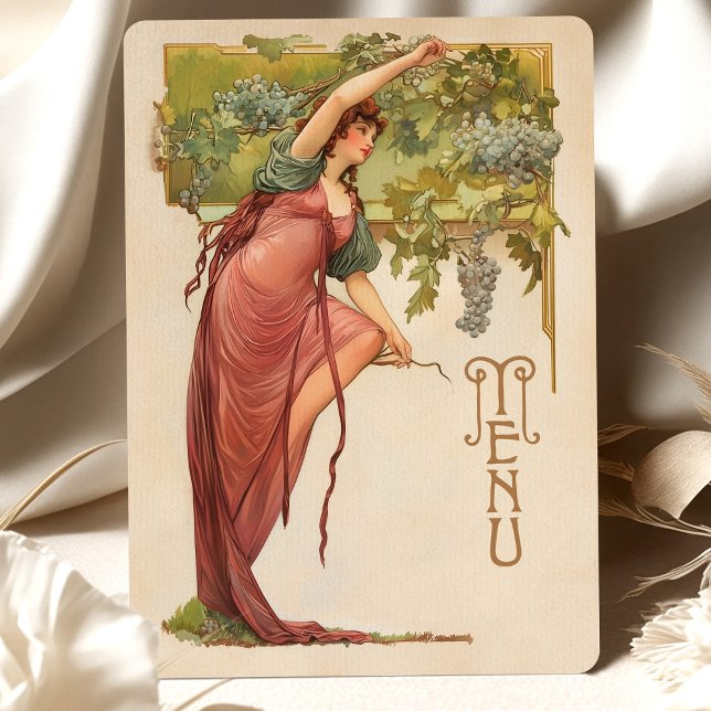 Invitación Carta de menú Art Nouveau Boda con uvas (Subido por el creador)