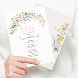 Invitación Carta de menú de bodas del jardín de flores silves