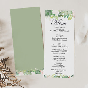 Invitación Carta de menú de cena floral tropical moderna