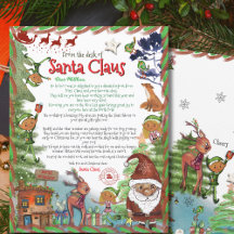 Carta de Navidad de Santa Ilustrada con Acuarela d