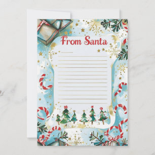 Invitación Carta de Papá Noel Estrellas Azul Pastel y Dora