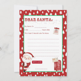 Invitación Carta de Peek a Boo a Santa Lista de Deseos