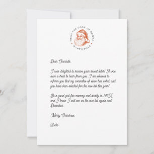 Invitación Carta de respuesta de Santa