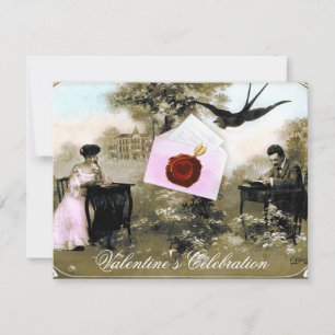 INVITACIÓN CARTA DE SAN VALENTÍN ROMÁNTICA, SELLO DE LACA ROJ