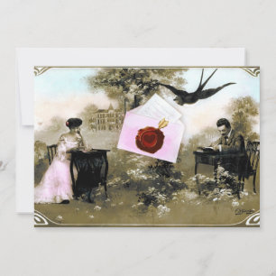 INVITACIÓN CARTA DE SAN VALENTÍN ROMÁNTICA, SELLO DE LACA ROJ