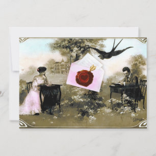 INVITACIÓN CARTA DE SAN VALENTÍN ROMÁNTICA, SELLO DE LACA ROJ