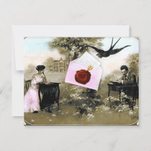 INVITACIÓN CARTA DE SAN VALENTÍN ROMÁNTICA, SELLO DE LACA ROJ