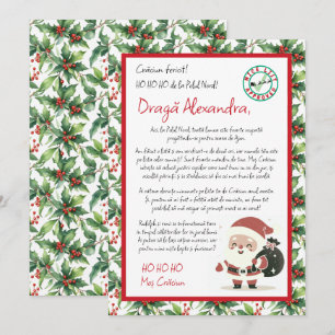 Invitación Carta de Santa Claus Holly Berry