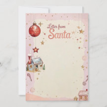 Carta de Santa | Estrellas Rosa Pastel y Doradas