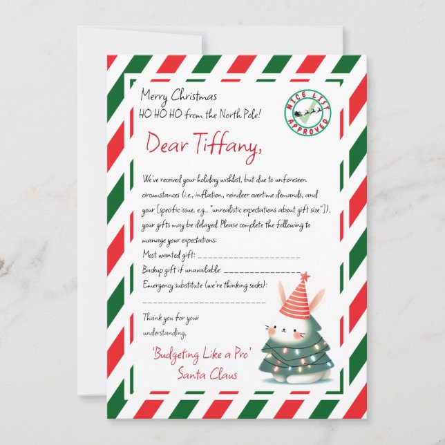 Invitación Carta de santa Gift Delay (Anverso)