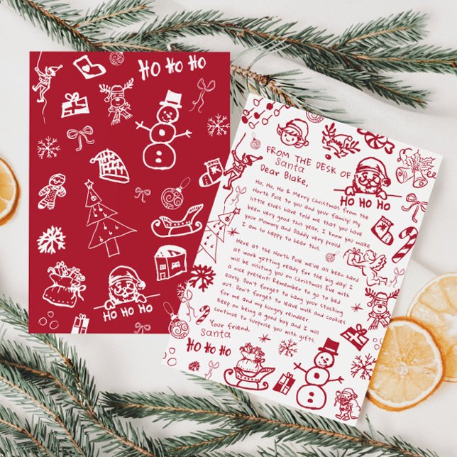 Invitación Carta de Santa mano Dibujar Doodle, Santa (Subido por el creador)